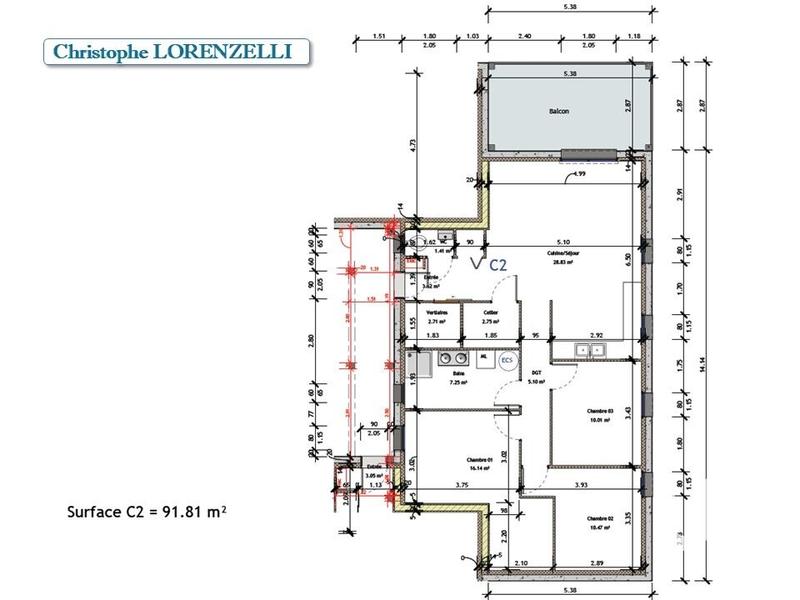 Appartement - 91 m² - 4 pièces