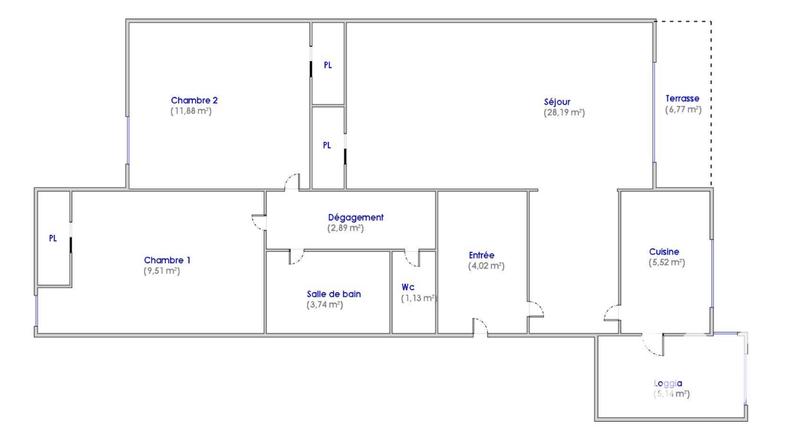 Appartement - 67 m² - 3 pièces