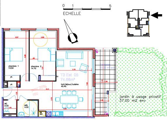 Appartement - 74 m² - 3 pièces