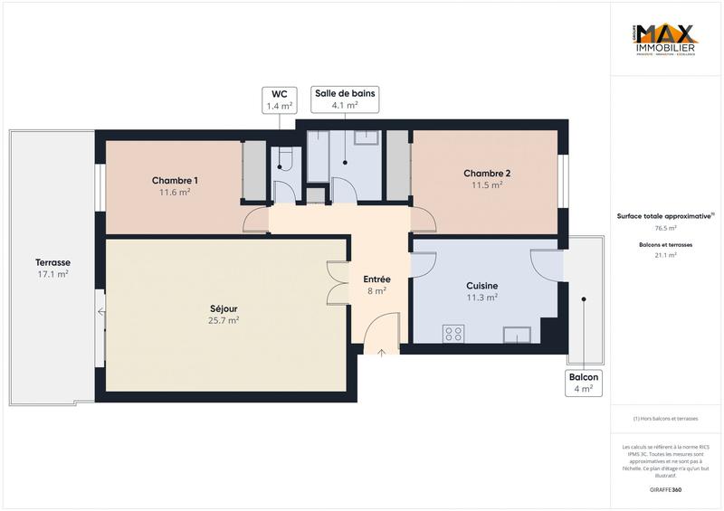 Appartement - 78 m² - 3 pièces