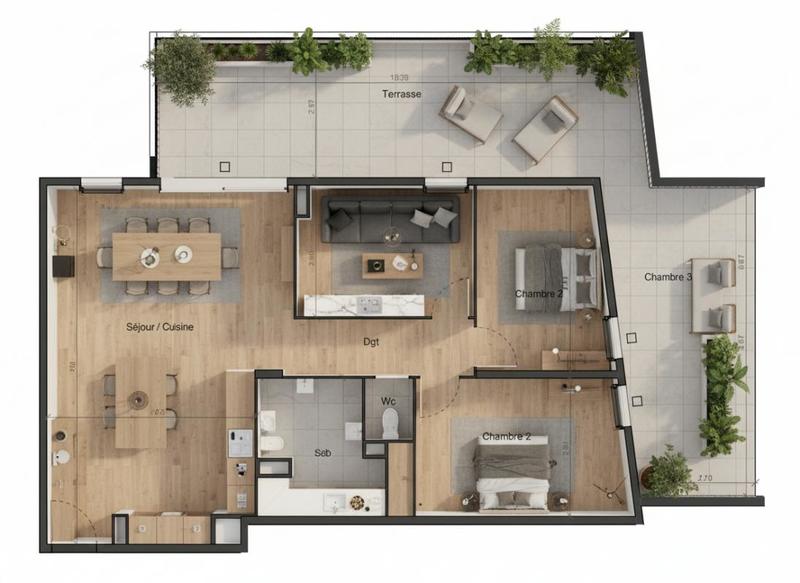 Appartement - 82 m² - 4 pièces