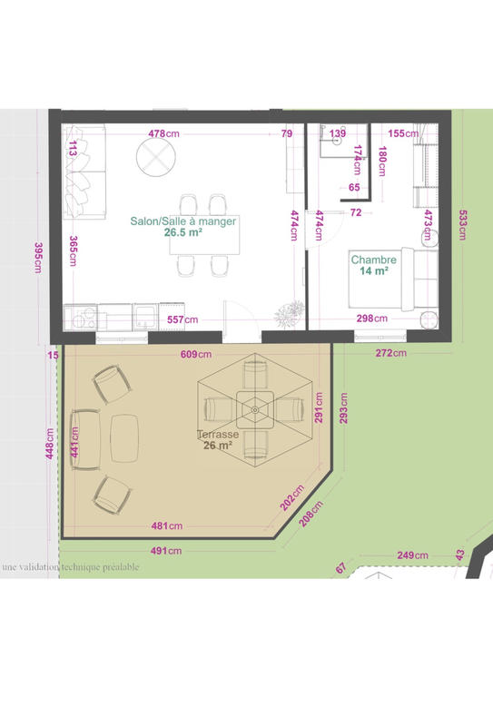 Appartement - 50 m² - 2 pièces