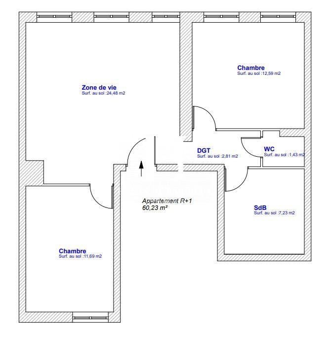 Appartement - 60 m² - 3 pièces