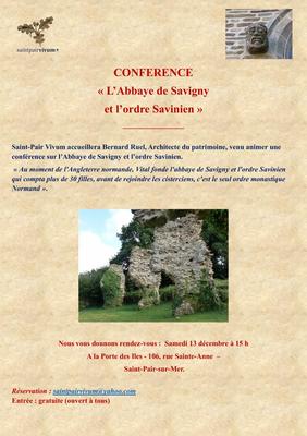 Conférence &quot;L'Abbaye de Savigny et l'ordre Savinien &quot; avec B. Ruel