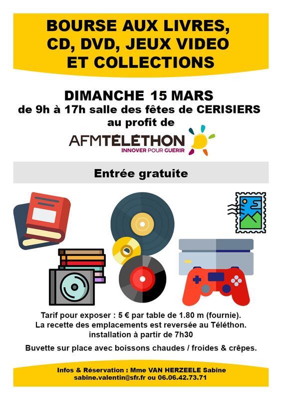 Bourse aux livres, disques, cd, multi-collection au profit du téléthon