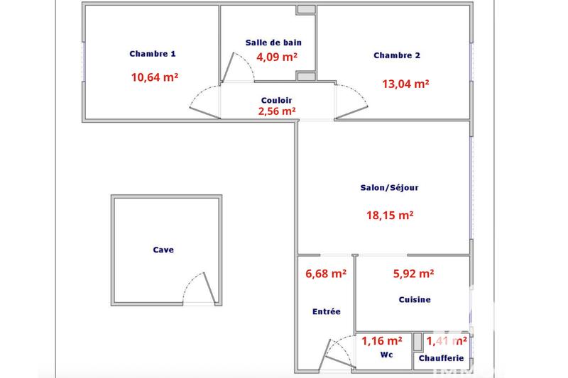 Appartement - 64 m² - 3 pièces