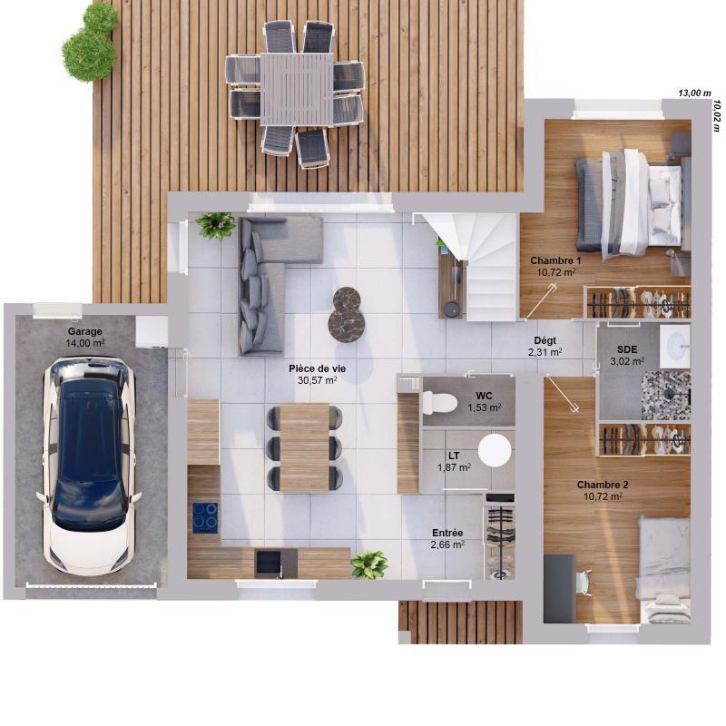 Maison - 99 m² - 6 pièces