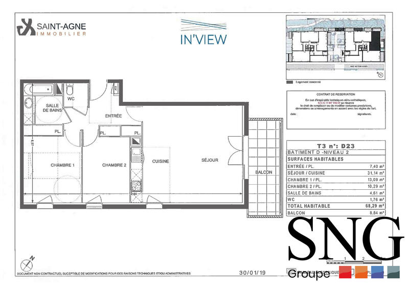 Appartement - 68 m² - 3 pièces