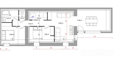 Appartement - 76 m² - 1 pièce