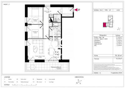 Appartement - 79 m² - 3 pièces