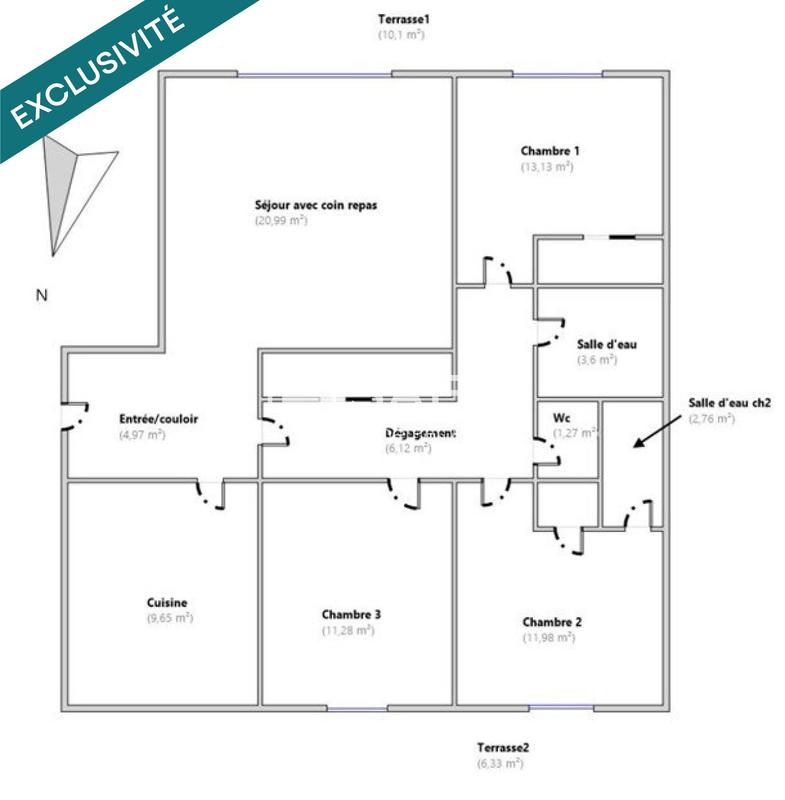 Appartement - 85 m² - 4 pièces