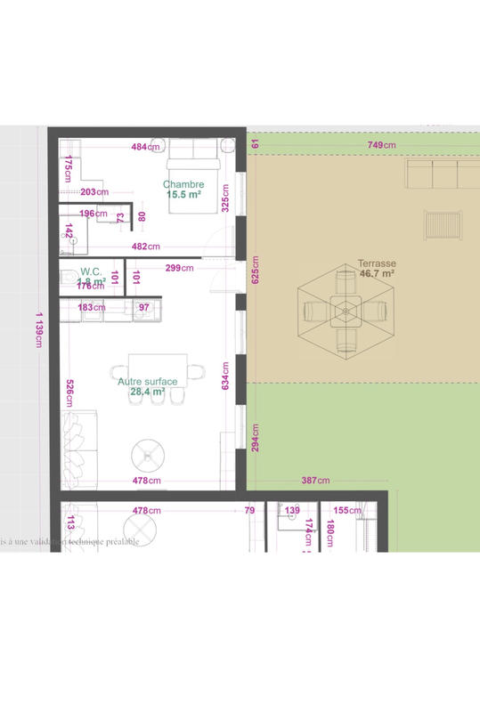 Appartement - 50 m² - 2 pièces
