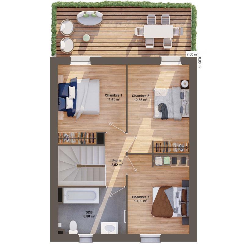 Maison - 91 m² - 5 pièces