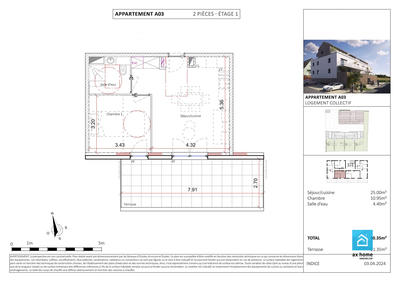 Appartement - 40 m² - 2 pièces