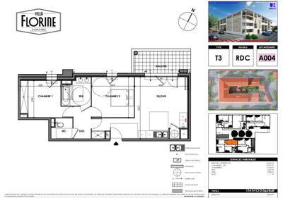 Appartement - 59 m² - 3 pièces