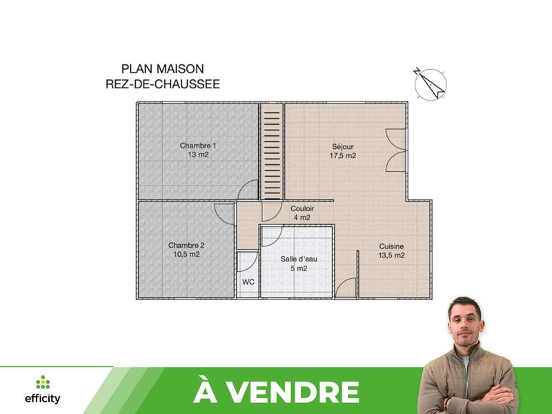 Maison - 65 m² - 5 pièces