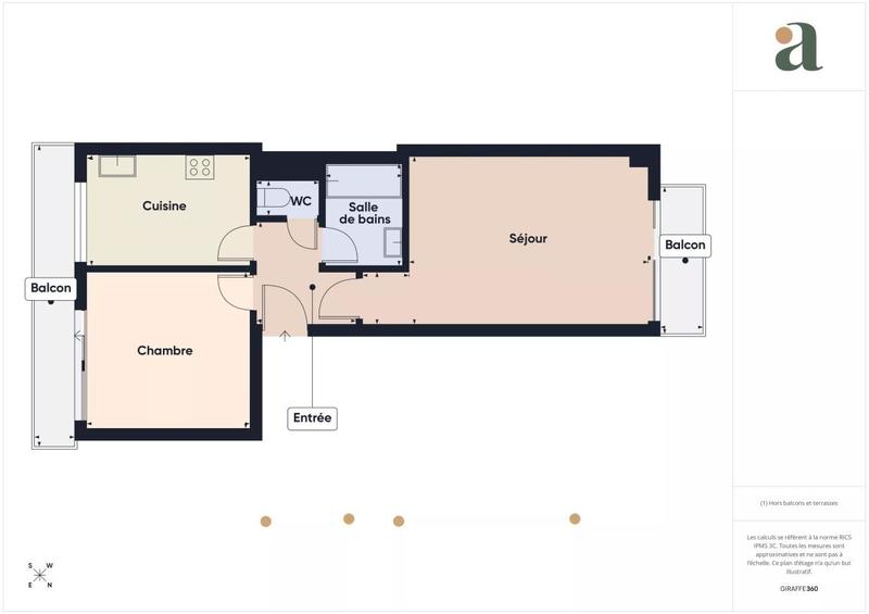 Appartement - 43 m² - 2 pièces