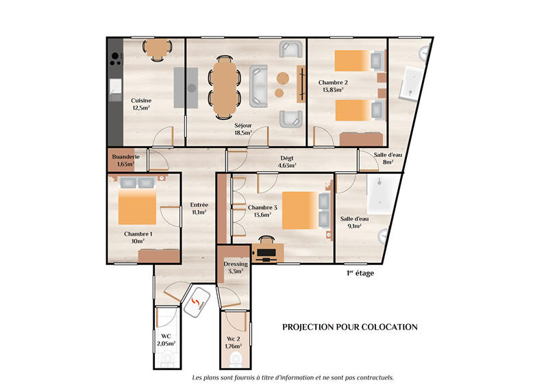 Appartement - 110 m² - 5 pièces