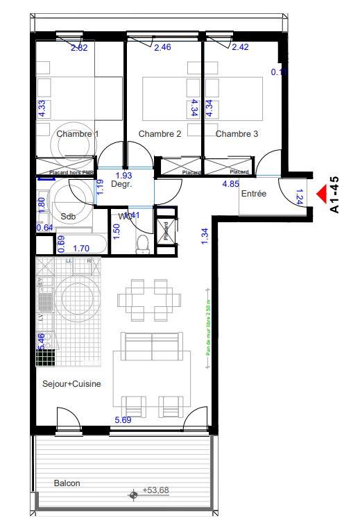 Appartement - 81 m² - 4 pièces