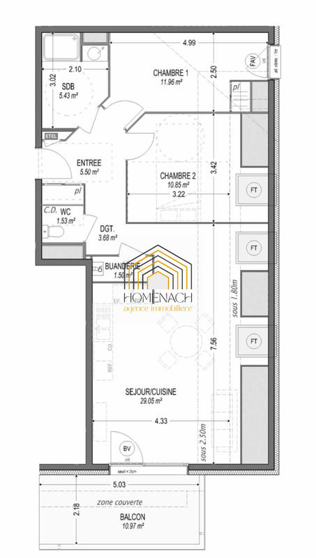 Appartement - 70 m² - 3 pièces