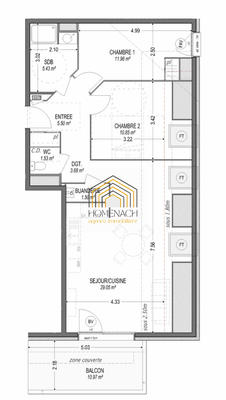 Appartement - 70 m² - 3 pièces