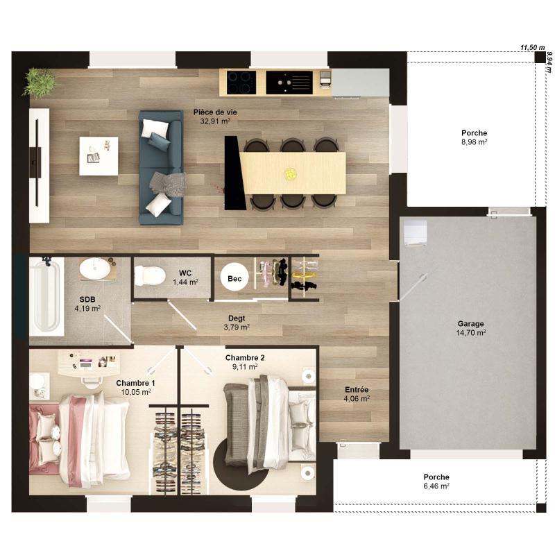 Maison - 67 m² - 4 pièces