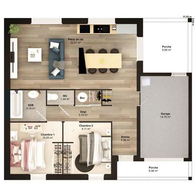 Maison - 67 m² - 4 pièces