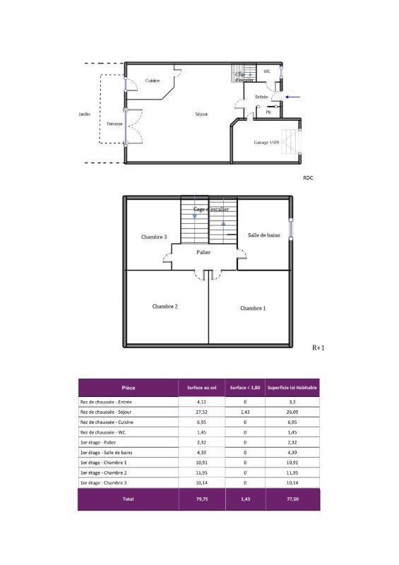 Pavillon - 77 m² - 4 pièces