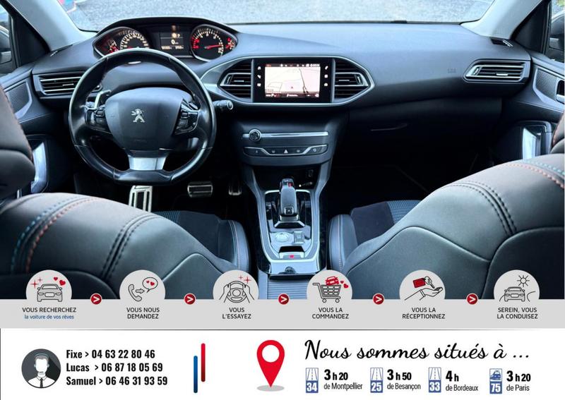 Peugeot 308 1.5 BlueHDi 16v 130 Cv Eat8 s&amp;S Boîte auto Phase II// Garantie 24 Mois Constructeur// Ecran couleur tactile // Bluetooth  //Volant en cuir et alu// Rétroviseurs électriques //Park assiste//chaine changer//Kit de distribution à jour// Dernier e