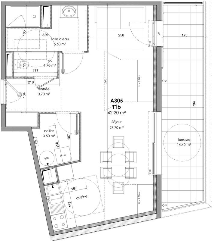 Appartement - 42 m² - 2 pièces