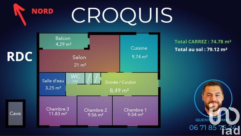 Appartement - 75 m² - 4 pièces