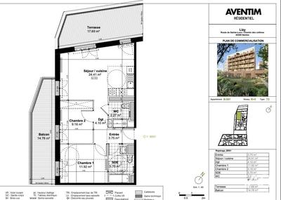 Appartement - 61 m² - 3 pièces