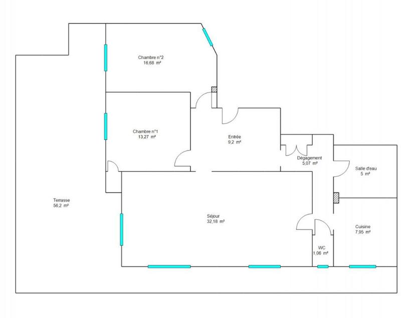 Penthouse - 90 m² - 3 pièces