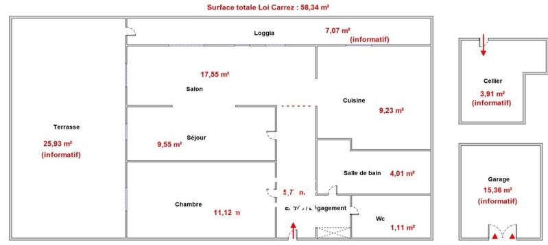 Appartement - 65 m² - 3 pièces