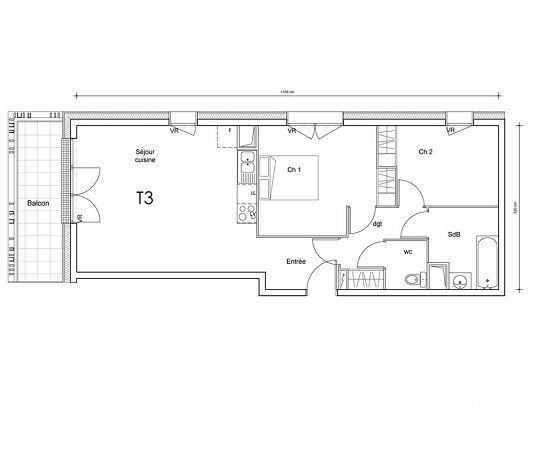 Appartement - 63 m² - 3 pièces
