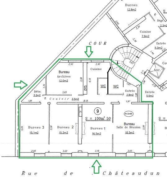 Bureau - 101 m² - 5 pièces