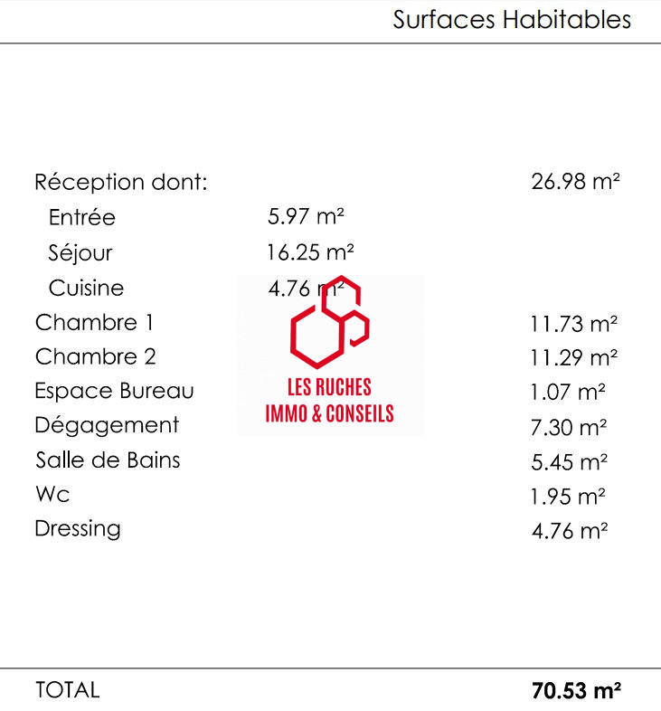 Appartement - 71 m² - 3 pièces