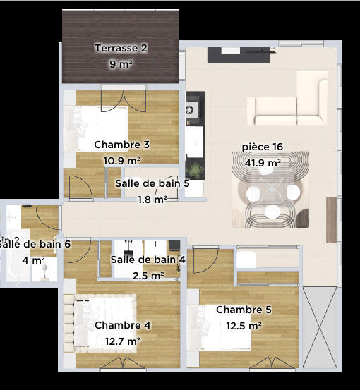 Appartement - 87 m² - 4 pièces