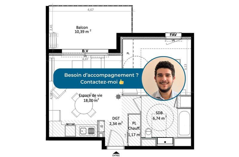 Appartement - 40 m² - 2 pièces