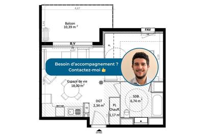 Appartement - 40 m² - 2 pièces