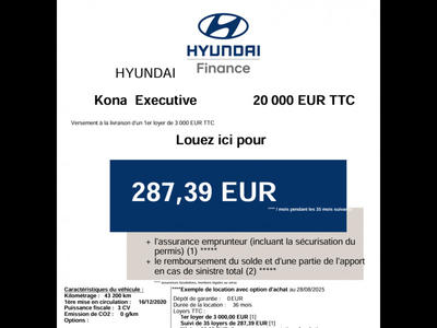 Hyundai Kona Electrique 64 kWh - 204 ch Executive