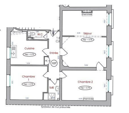 Appartement - 67 m² - 3 pièces