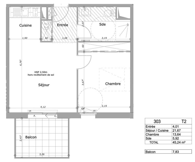 Appartement - 45 m² - 2 pièces