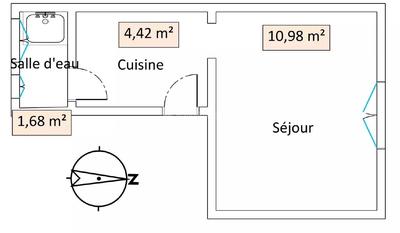 Appartement - 17 m² - 1 pièce