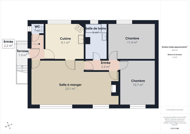 Maison - 65 m² - 3 pièces