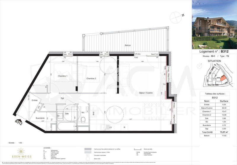 Appartement - 74 m² - 3 pièces