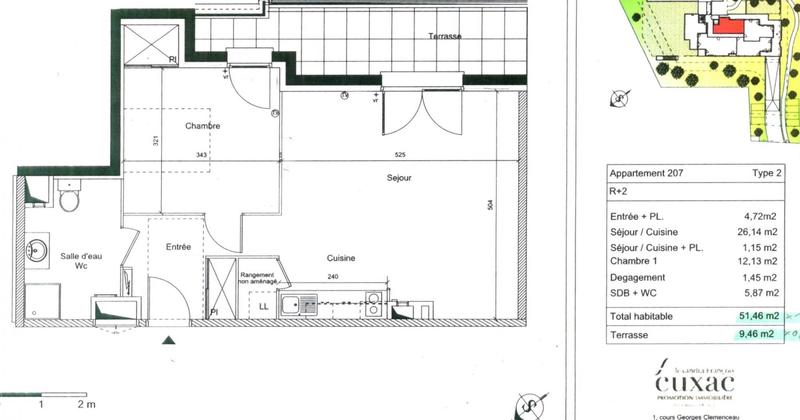 Appartement - 52 m² - 2 pièces