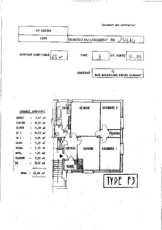 Appartement - 63 m² - 3 pièces