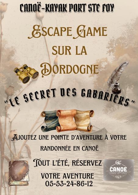 Escape game sur la Dordogne "Le secret des gabariers" par le Club de canoë-kayak de Port-Sainte-Foy
