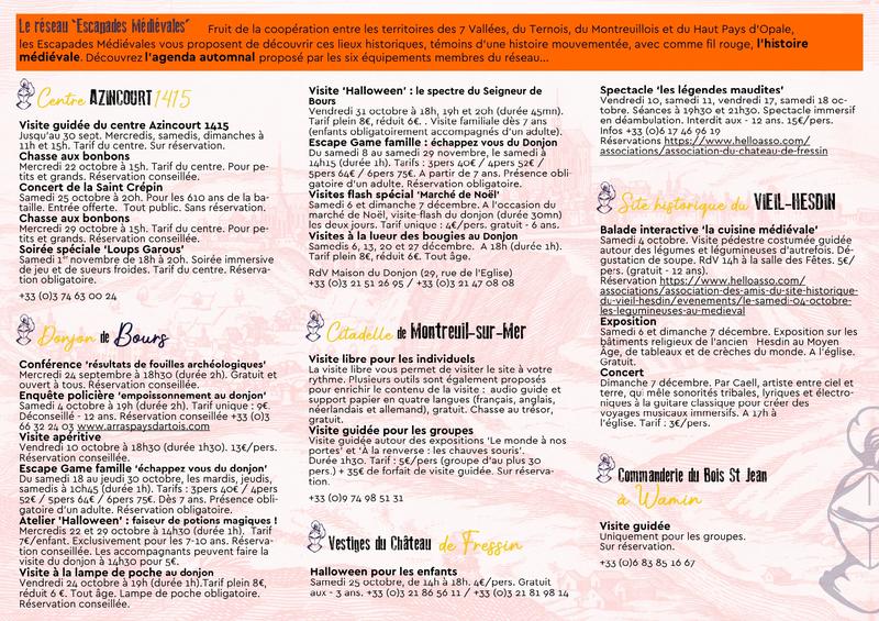 Agenda Automnal Escapades Médiévales en Hauts de France